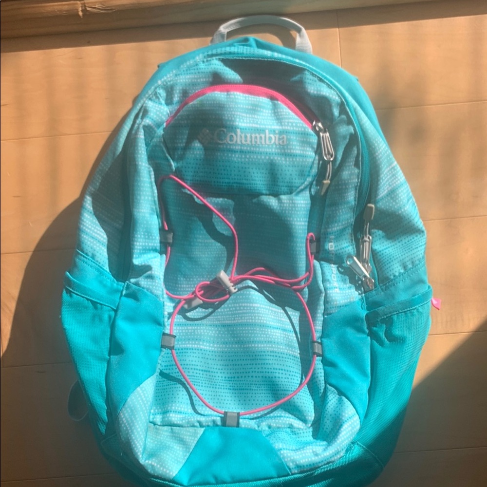 Columbia Turquoise Backpack with Pink Highlights